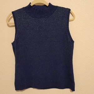 EURO-X sleeveless silk blend top blue/metallic